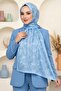 Women's Ice Blue Shawl with Patterned Soft Shawl