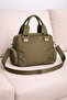 Women's Khaki Satin Shiny Waterproof Multi-Compartment Hand & Shoulder Bag — Daily Mini Crossbody Bag with Column Strap - 2