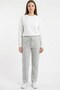 Women's Light Gray Waterway Patterned Wide-Leg Trousers with Pockets and Elastic Waist