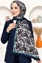 Women's Navy Blue Shawl Patterned Organic Cotton Soft Shawl