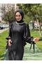 Sleeves Satin Evening Dress - 3