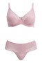 Women's Baby Pink Lace Unpadded Bra Set - 2