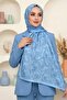 Women's Ice Blue Shawl with Patterned Soft Shawl - 2