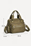 Women's Khaki Satin Shiny Waterproof Multi-Compartment Hand & Shoulder Bag — Daily Mini Crossbody Bag with Column Strap - 4