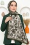 Women's Green Rose Patterned Soft Shawl - 2