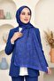 Women's Blue Shawl with Patterned Soft Shawl - 2