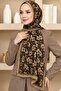 Women's Light Brown Floral Patterned Bamboo Crush Shawl