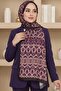 Women's Purple Brown Abstract Patterned Bamboo Crush Shawl - 2