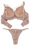 Mink Lace Embroidered Unpadded Bra Set with Low-Cut Chest Detail - 4