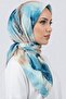 Women's Blue Mink Abstract Patterned Stitched Writing Scarf