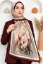 Women's Red Gray Floral Patterned Soft Shawl - 2