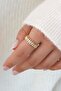 Vip Women's Gold Baguette Stone Chain Detailed Adjustable Ring