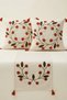 Boho Decorative Punch Embroidered Daisy Pattern Throw Pillow Runner Set 2 Square Throw Pillows 1 Runner Living Room Set - 7