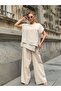 Women's Striped Blouse Pants 2-Piece Linen Set - 5