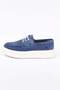 Blue Suede Look Knitted Detailed Men's Sneaker with Thick Sole Casual Model - 2