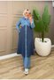 Women's 2-Piece Tunic Suit with Denim Pants Two Yarn Cotton Modern Design N-05511 _ Blue