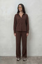 Burgundy Textured Ribbed Soft Tuşe Winter Knitted Pajama Set - 4