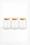 3-Piece Vacuum Glass Jar with Bamboo Lid 635 Cc Airtight Storage Set Spice Container - 3
