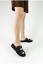 Genuine Leather Buckle Black Color Banded Flat Sole Women's Slippers Leather Slippers in Sizes 36-40 - 2
