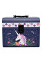 Large Navy Blue Unicorn Printed Cardboard Gift Box with Handle for Event Favors, 21×16.5 cm