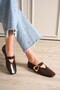 Signa Brown Leather Ballerina Shoes - 3
