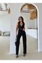 Women's Black Stone Detailed Palazzo Stylish Trousers - 6