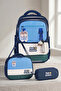 Relaxion 1816 Boys' Orthopedic Primary School Bag Set 3-Piece Navy Blue - with Accessories, Lunch Bag, and Pencil Case