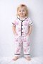 100% Cotton Short Sleeve Buttoned Summer Happy Rabbit Patterned Girls Boys Unisex Baby Kids Pajama Set - 3
