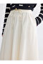Nevavm Poplin Flared Skirt with Elastic Waist and Difference in Color - 3