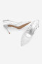 Women's Stiletto Pointed Toe Beaded Mesh Embroidered Classic Heeled Shoes Melarin Silver Satin - 7