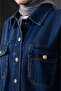 Women's Denim Set Oversized Shirt & Wide Leg Trousers Navy Blue - 3