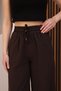 Lace-Up Elastic Waist High Waist Trousers Bitter Brown - 3
