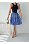Women's Floral Pattern Wrinkled Fabric Flared Skirt with Elastic Waist - 5