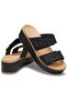 Brooklyn Buckle Matte Wrap Low Wedge Women's Slippers 212408-0Ri Black/Cashew - 2