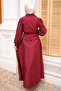 Burgundy Belted Buttoned Shirt and Skirt Set - 2