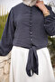 Smoked Sleeves Elastic Waist Tie Shirt - 3