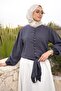 Smoked Sleeves Elastic Waist Tie Shirt