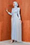 Baby Blue Collar Stone-Embellished Shoulder Cape Evening Dress - 4