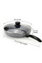 Non Stick Fry Pan with Glass Lid 24cm, Grey, Aluminium Cooking Pan, Induction&Gas Compatible - 4
