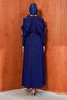 Navy Blue Plus Size Collar Stone Detailed Evening Dress - 5