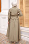 Oil Green Belted Buttoned Shirt and Skirt Set - 2