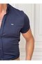 Cotton Lycra Seersucker Fabric Slim Fit Short Sleeve Shirt