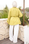 Oil Green Sleeve and Waist Tie Buttoned Tunic - 2