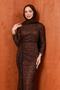 Brown Lace Guipure Embroidered Evening Dress - 2