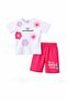 Fuchsia Floral Patterned T-Shirt and Girl's Shorts 2 Sets 23827 - 5