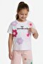 Salmon Flower Patterned T-Shirt and Girl's Shorts 2 Sets 23851 - 3