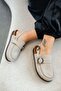 Alora Women's Genuine Leather Closed-Front Sandals Beige