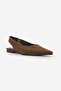 Women's Pointed Toe Open Back Thick Banded Elastic Daily Ballerinas Venga Brown Suede - 7