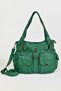 Green Casual Sports Leather Long Strap Multi-Pocket Flap Pocket Detailed Women's Daily Shoulder Bag