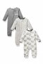 Baby Rompers Set of 3 9-18 Months Zippered 100% Cotton Long Sleeve Animal Patterned Sleeping Bag - 2